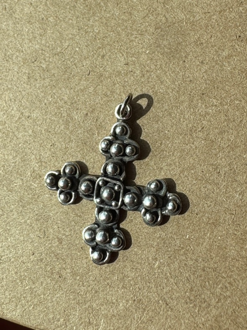 Sterling Silver Floral Cluster Cross Pendant